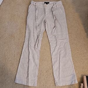 Banana Republic Cream and Brown Striped Pants